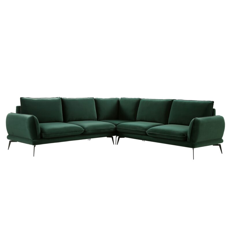 Obriel Forest Green Velvet Grande Corner Sofa - Image 6
