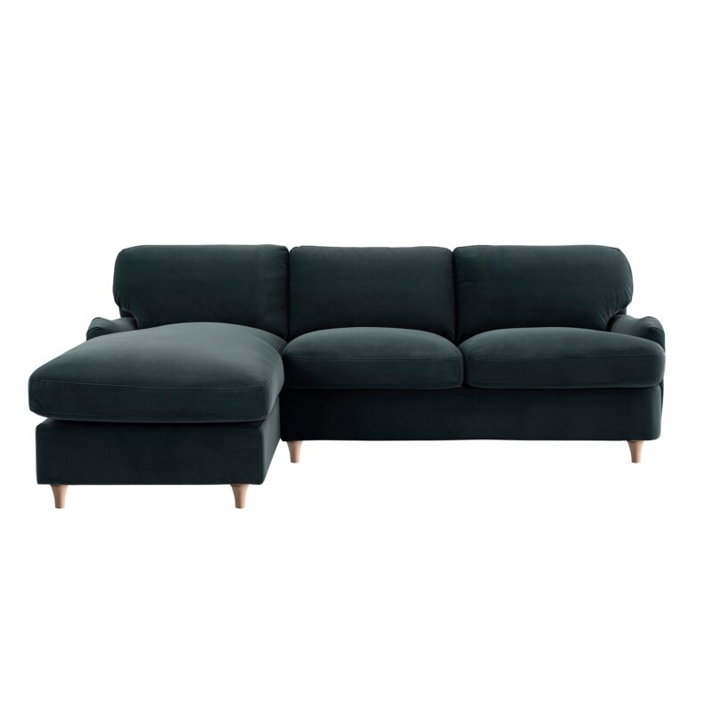 Daphnis Aegean Blue Velvet Sofa Bed, Grande Chaise Left Hand Facing - Image 5