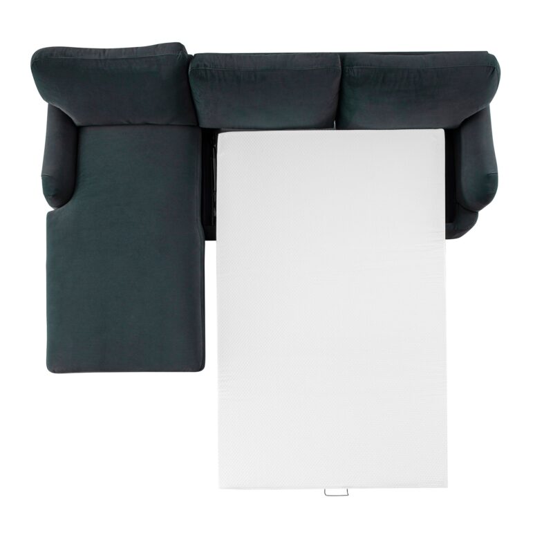 Daphnis Aegean Blue Velvet Sofa Bed, Grande Chaise Left Hand Facing - Image 6