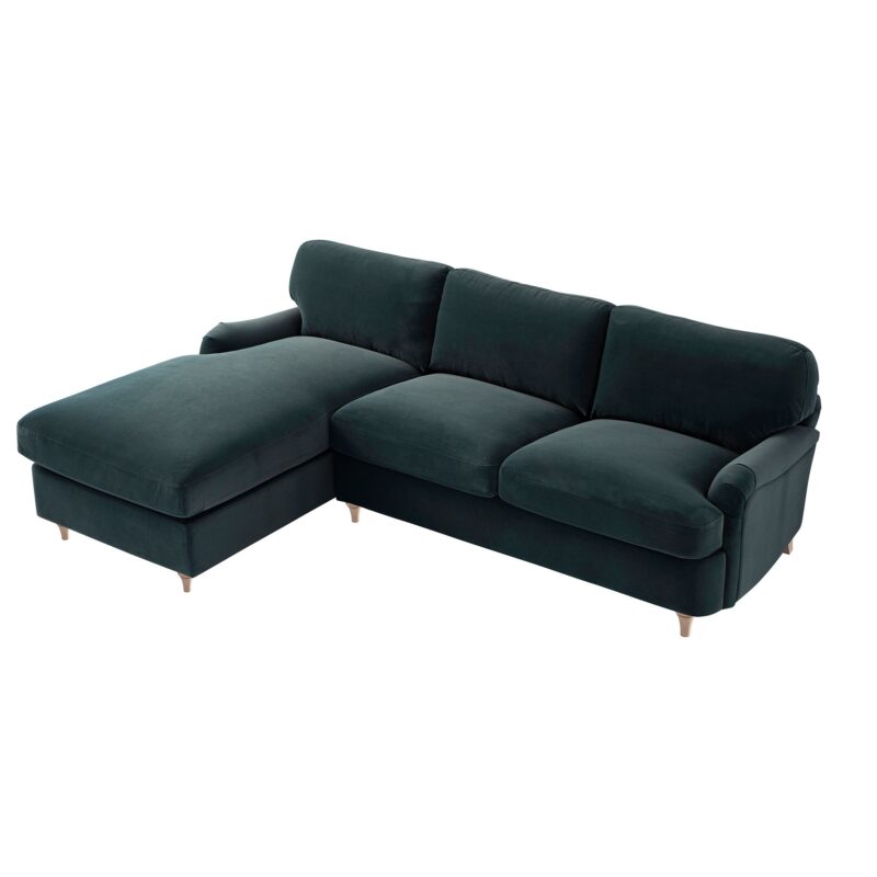 Daphnis Aegean Blue Velvet Sofa Bed, Grande Chaise Left Hand Facing - Image 7