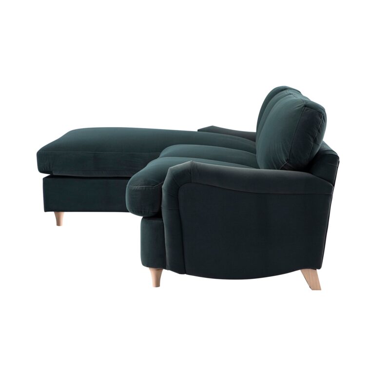 Daphnis Aegean Blue Velvet Sofa Bed, Grande Chaise Left Hand Facing - Image 8