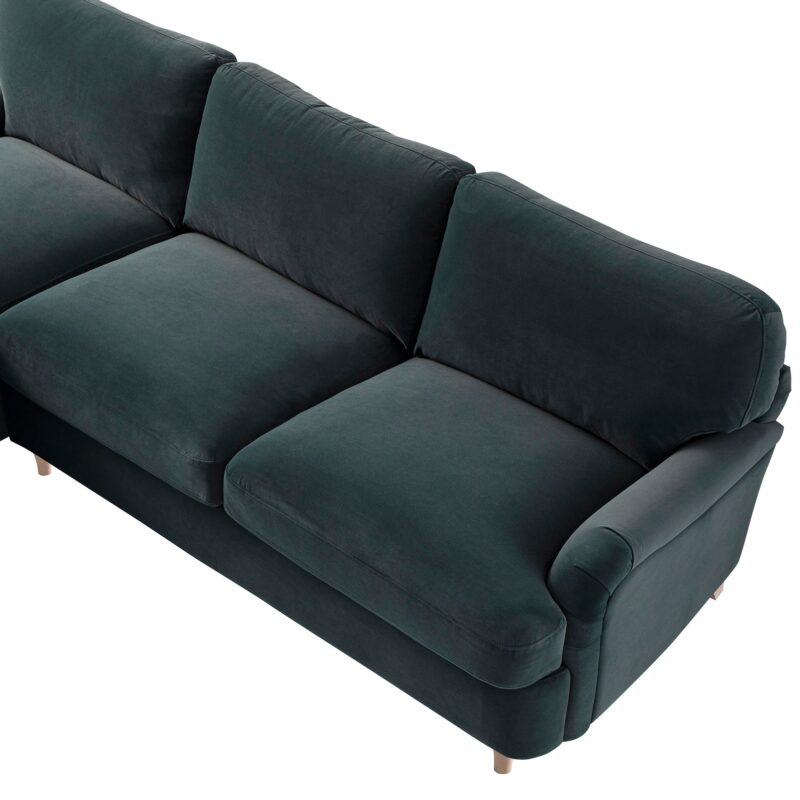 Daphnis Aegean Blue Velvet Sofa Bed, Grande Chaise Left Hand Facing - Image 11