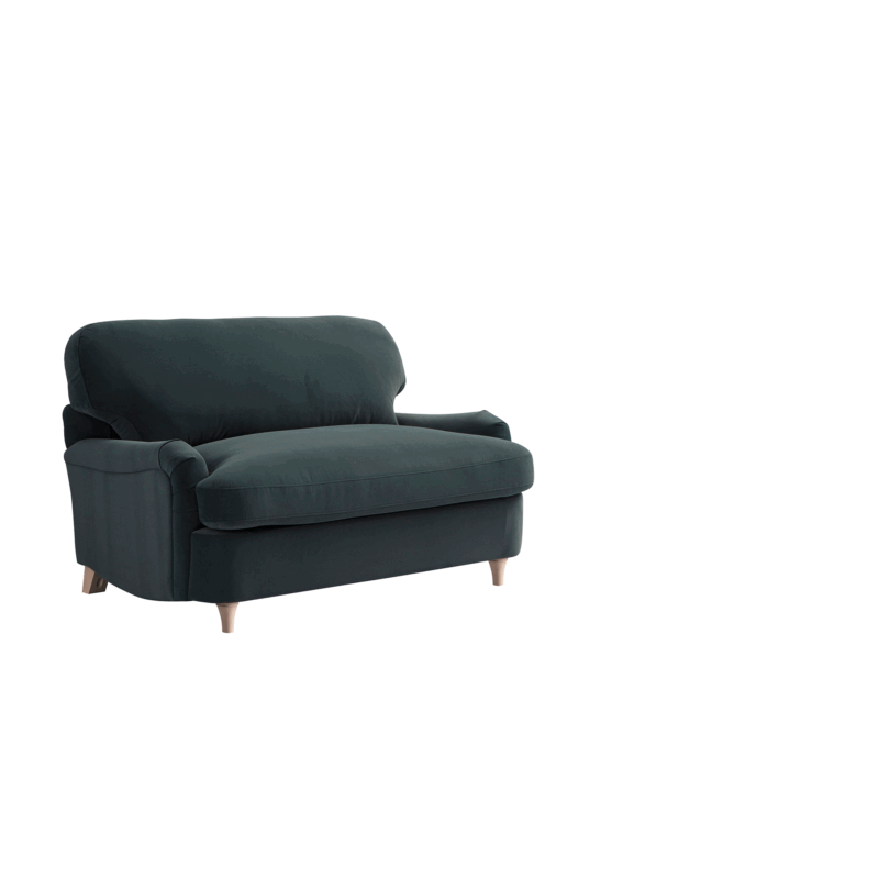 Daphnis Aegean Blue Velvet Sofa Bed, Loveseat - Image 4