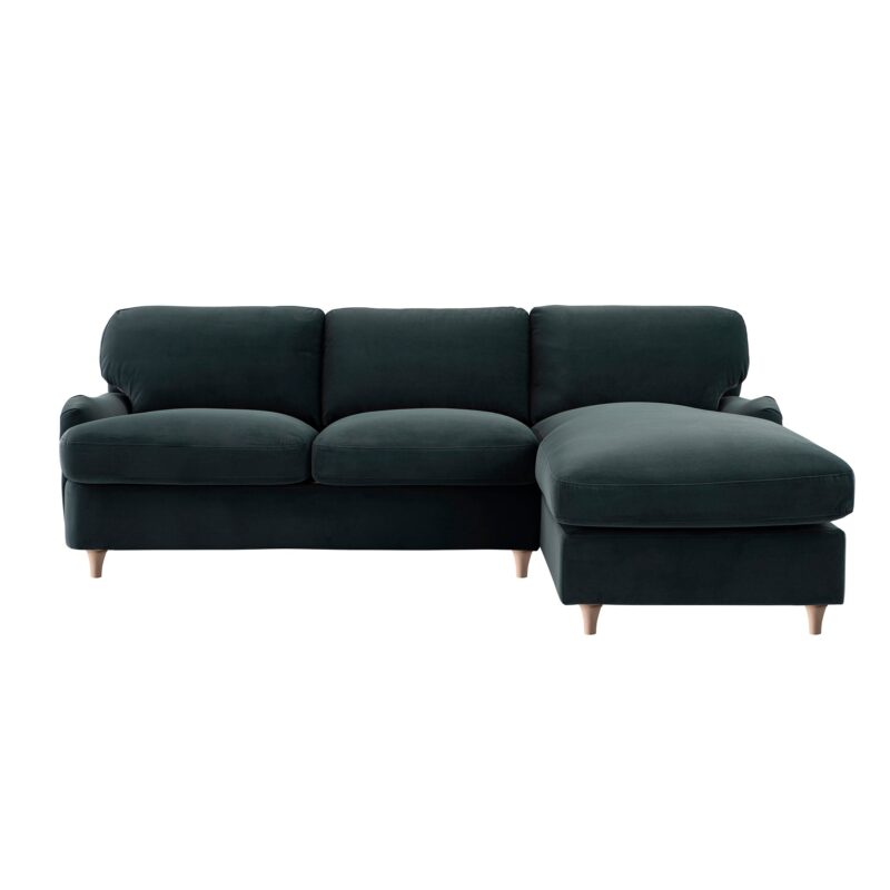 Daphnis Aegean Blue Velvet Sofa Bed, Grande Chaise Right Hand Facing - Image 5