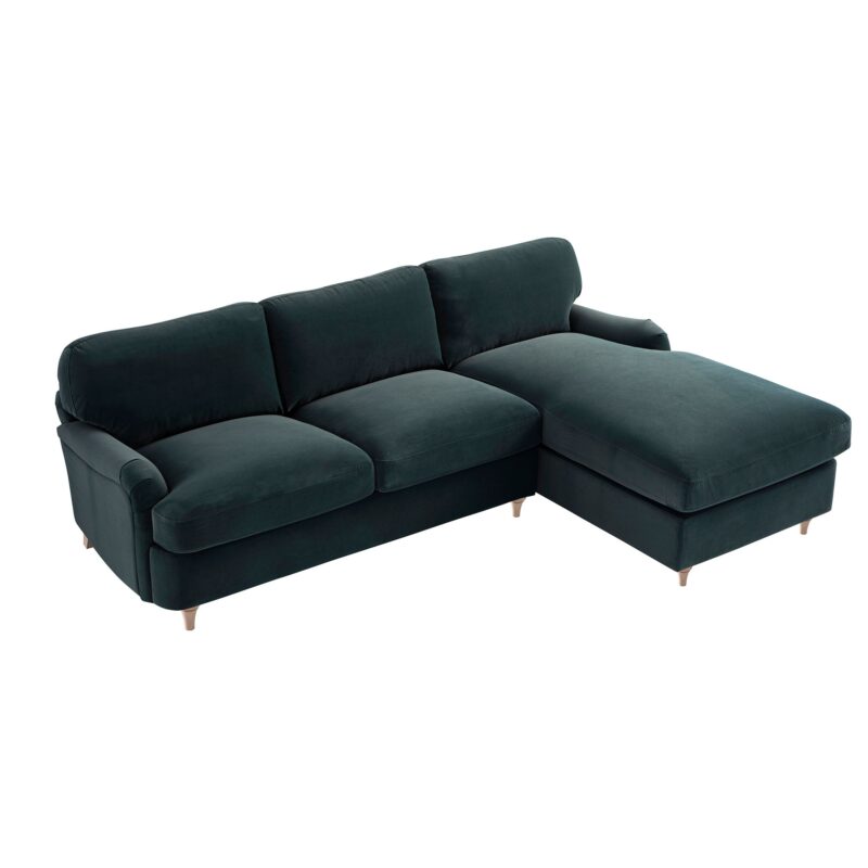 Daphnis Aegean Blue Velvet Sofa Bed, Grande Chaise Right Hand Facing - Image 7