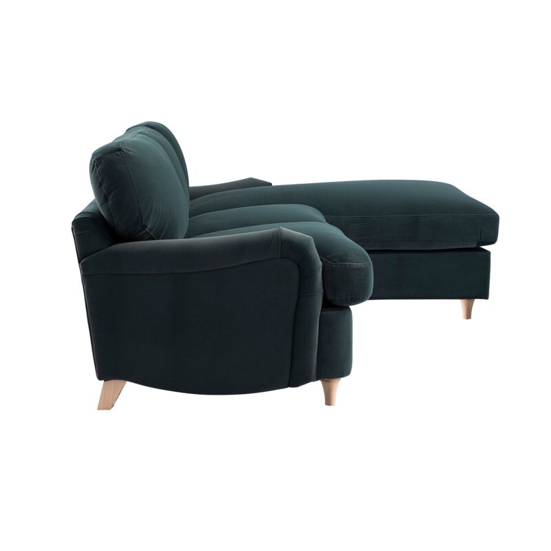 Daphnis Aegean Blue Velvet Sofa Bed, Grande Chaise Right Hand Facing - Image 8