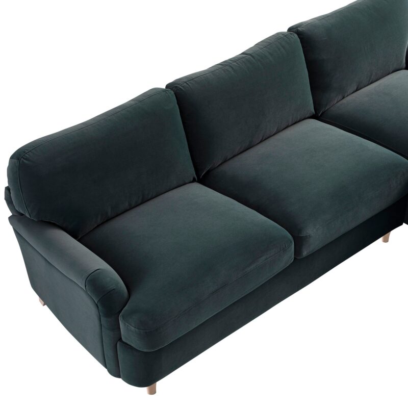 Daphnis Aegean Blue Velvet Sofa Bed, Grande Chaise Right Hand Facing - Image 11