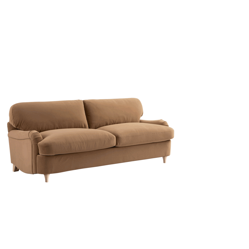 Daphnis Camel Velvet Sofa Bed, Large 3-Seater - Image 4