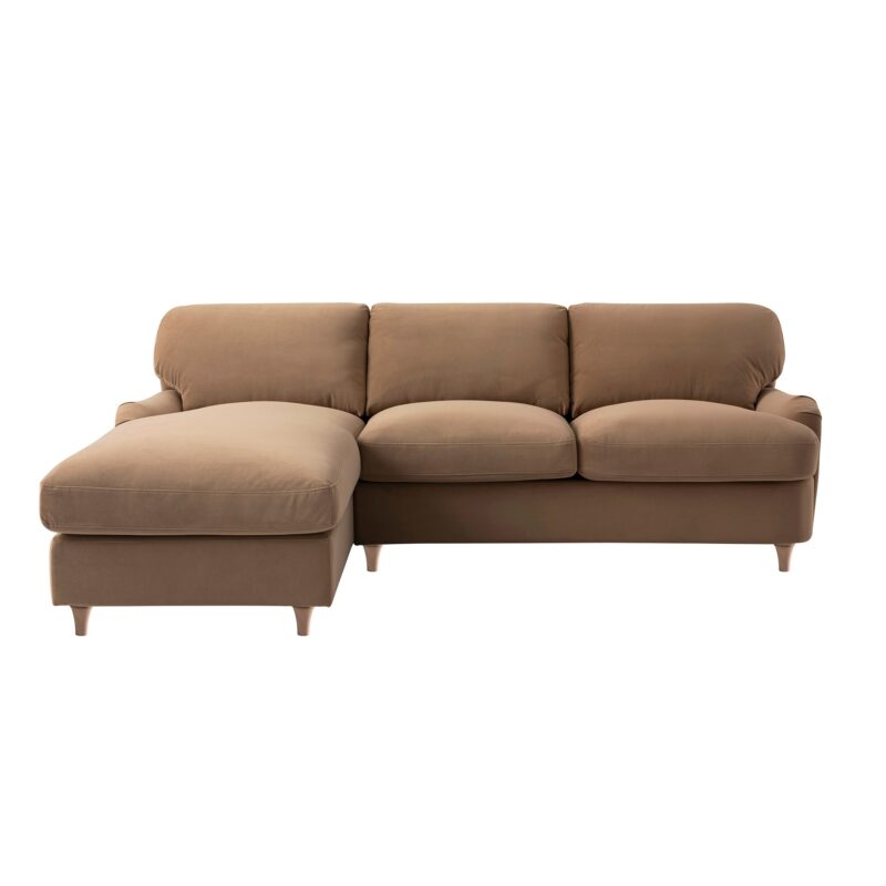 Daphnis Camel Velvet Sofa Bed, Grande Chaise Left Hand Facing - Image 5