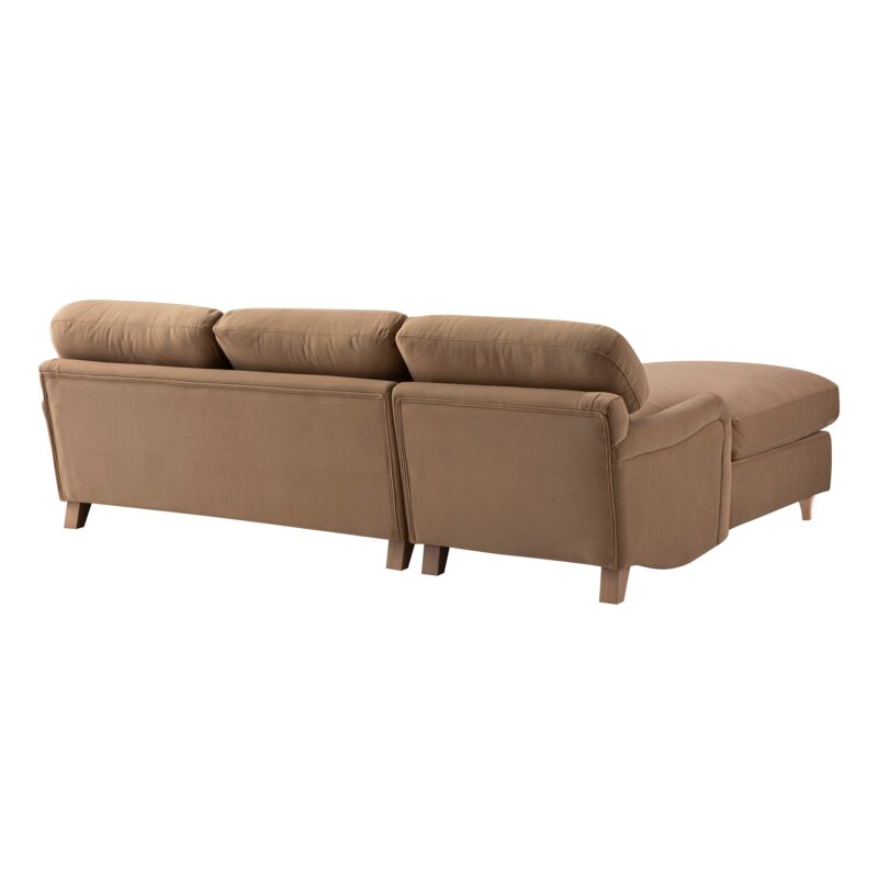 Daphnis Camel Velvet Sofa Bed, Grande Chaise Left Hand Facing - Image 9