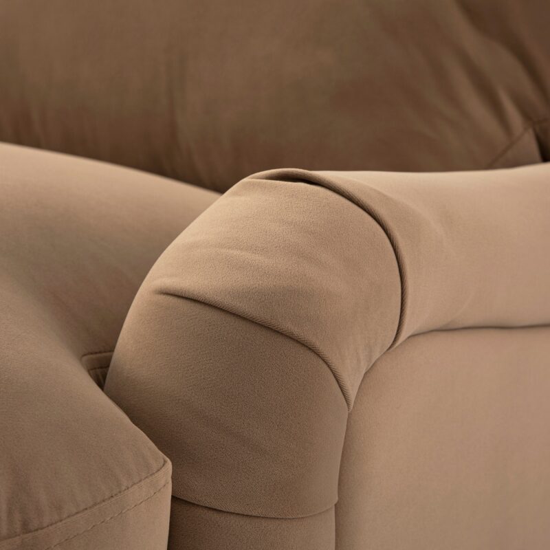 Daphnis Camel Velvet Sofa Bed, Grande Chaise Left Hand Facing - Image 10