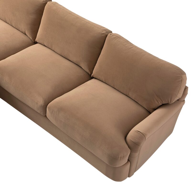 Daphnis Camel Velvet Sofa Bed, Grande Chaise Left Hand Facing - Image 11