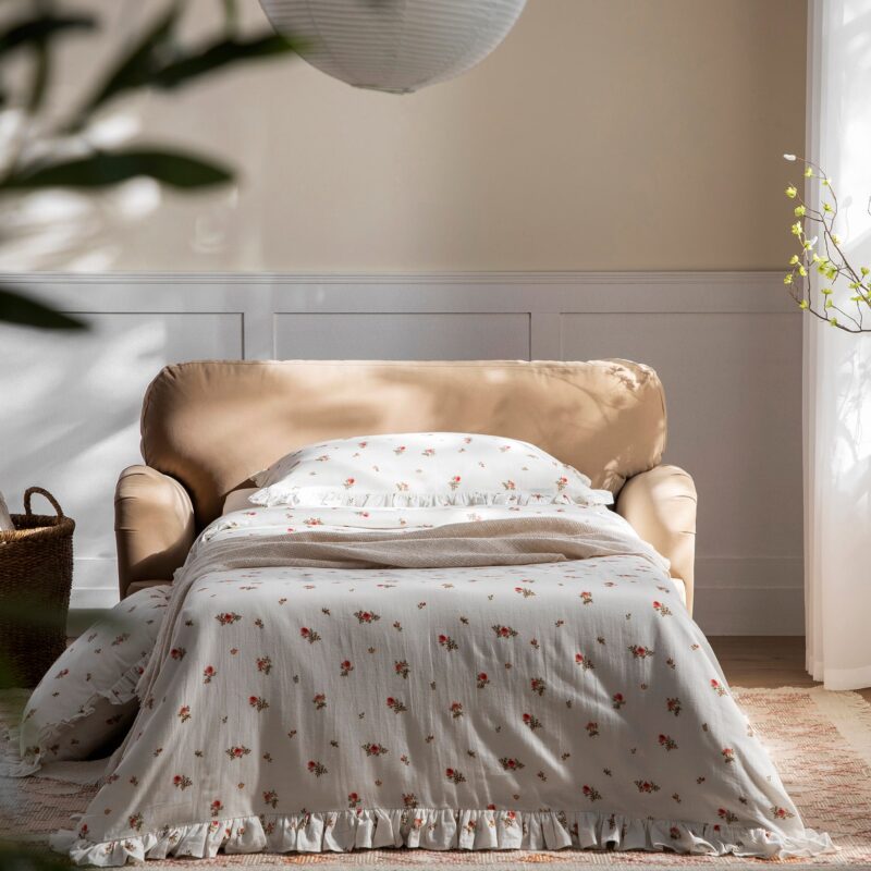 Daphnis Camel Velvet Sofa Bed, Loveseat - Image 3