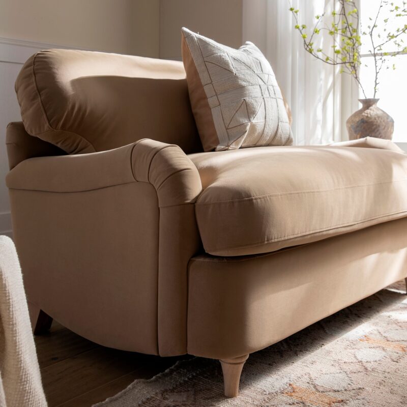 Daphnis Camel Velvet Sofa Bed, Loveseat - Image 8