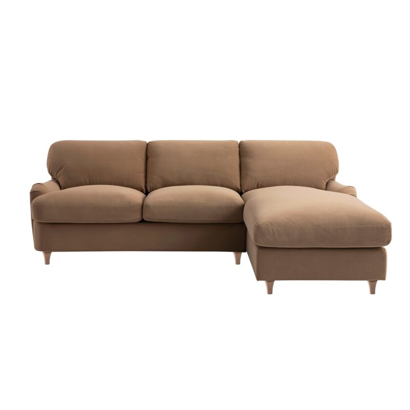Daphnis Camel Velvet Sofa Bed, Grande Chaise Right Hand Facing - Image 5