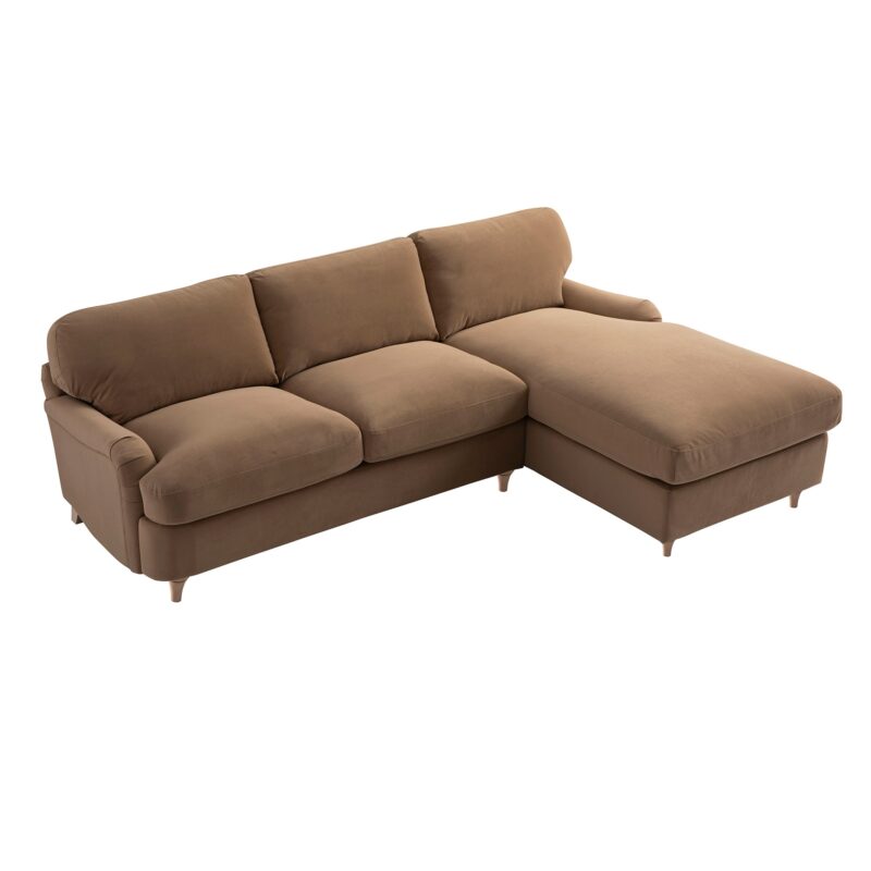 Daphnis Camel Velvet Sofa Bed, Grande Chaise Right Hand Facing - Image 7