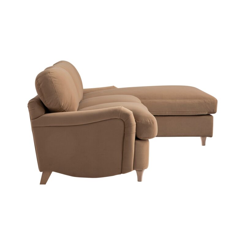 Daphnis Camel Velvet Sofa Bed, Grande Chaise Right Hand Facing - Image 8
