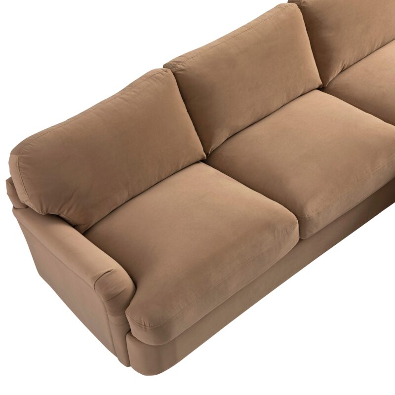 Daphnis Camel Velvet Sofa Bed, Grande Chaise Right Hand Facing - Image 11
