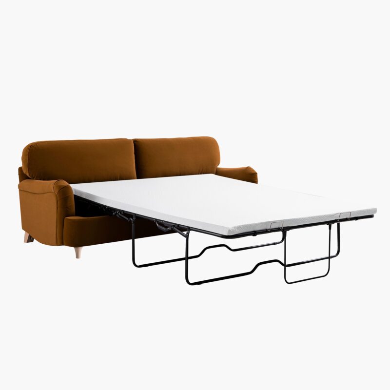 Daphnis Cinnamon Velvet Sofa Bed, Large 3-Seater - Image 12