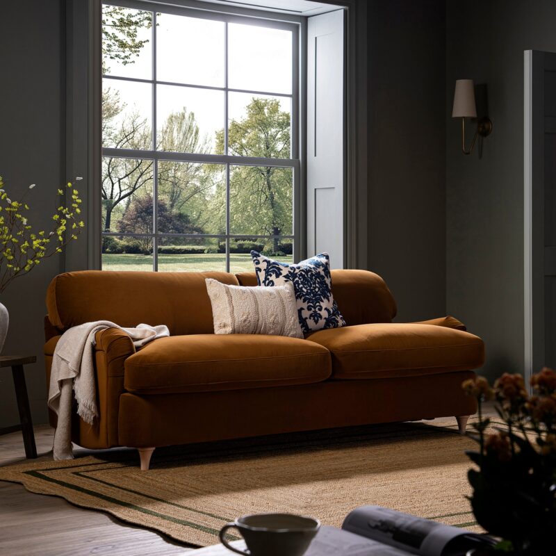 Daphnis Cinnamon Velvet Sofa Bed, Large 3-Seater - Image 2