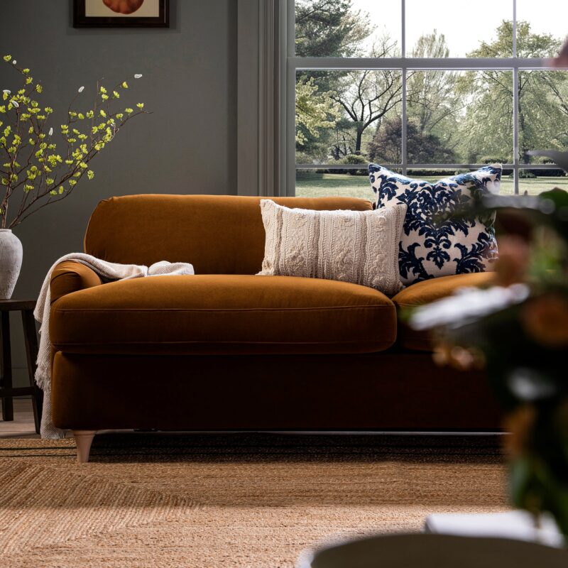 Daphnis Cinnamon Velvet Sofa Bed, Large 3-Seater - Image 7
