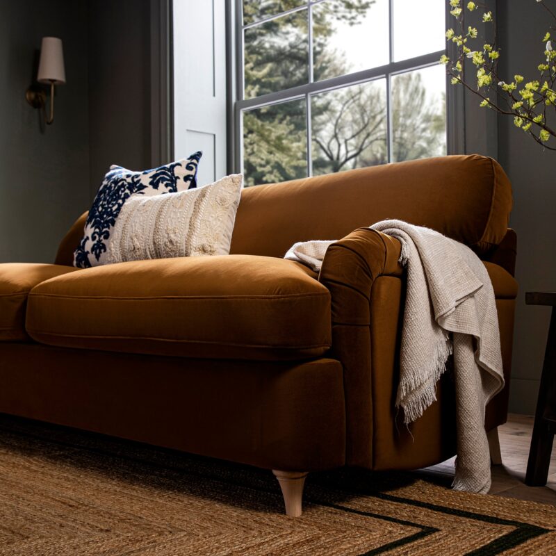 Daphnis Cinnamon Velvet Sofa Bed, Large 3-Seater - Image 8