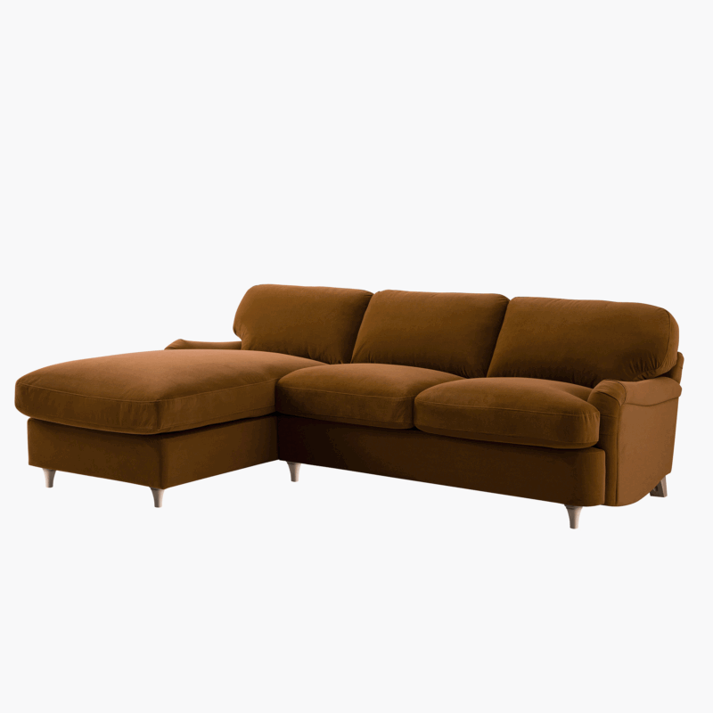 Daphnis Cinnamon Velvet Sofa Bed, Grande Chaise Left Hand Facing - Image 8