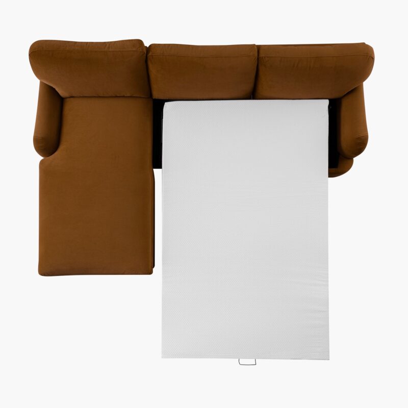 Daphnis Cinnamon Velvet Sofa Bed, Grande Chaise Left Hand Facing - Image 14