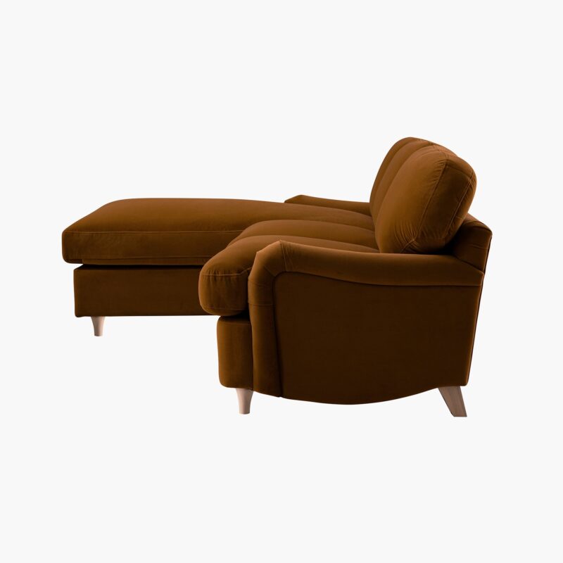 Daphnis Cinnamon Velvet Sofa Bed, Grande Chaise Left Hand Facing - Image 15