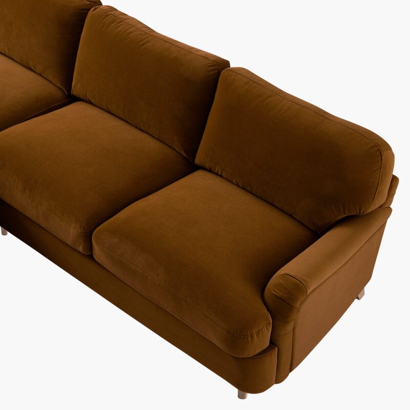 Daphnis Cinnamon Velvet Sofa Bed, Grande Chaise Left Hand Facing - Image 17