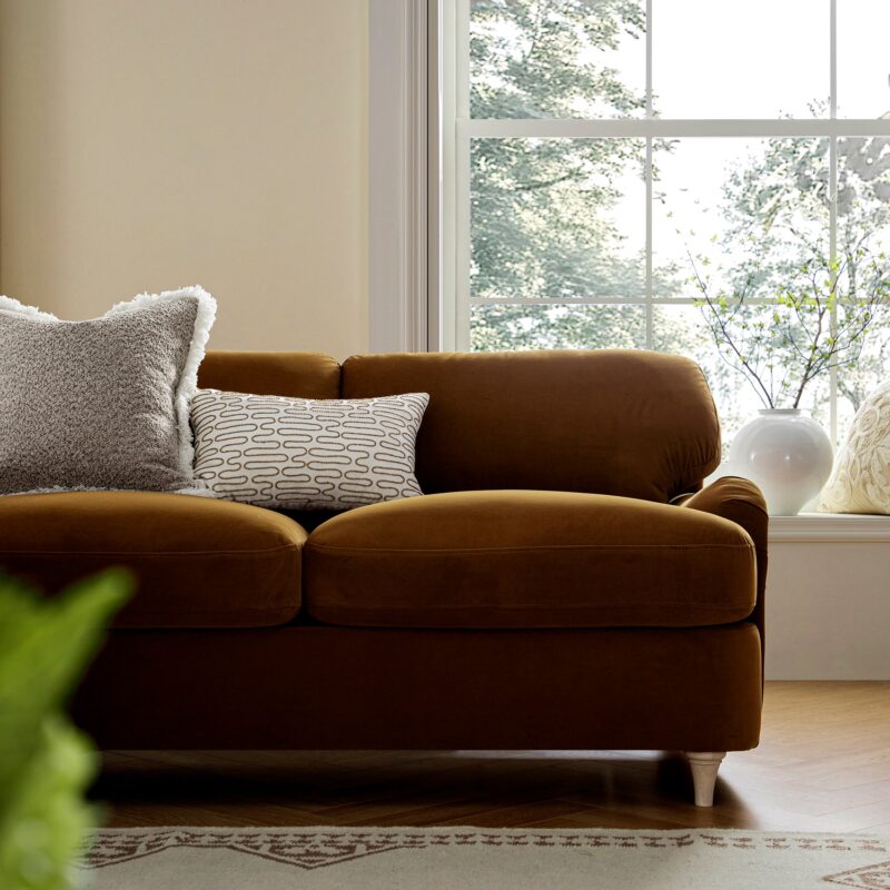 Daphnis Cinnamon Velvet Sofa Bed, Grande Chaise Left Hand Facing - Image 6