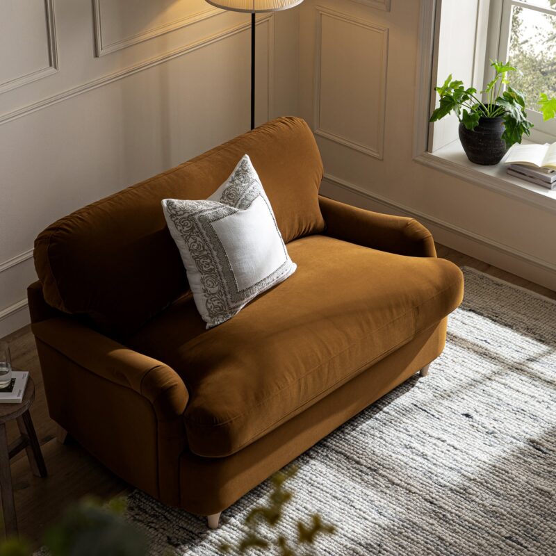 Daphnis Cinnamon Velvet Sofa Bed, Loveseat - Image 7