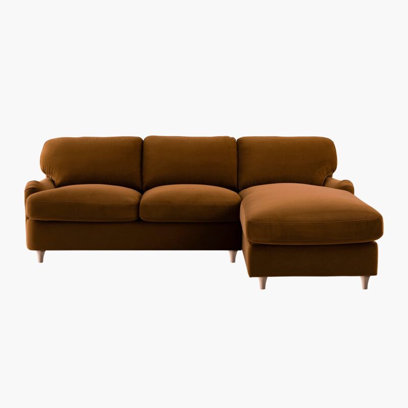 Daphnis Cinnamon Velvet Sofa Bed, Grande Chaise Sofa Right Hand Facing - Image 12
