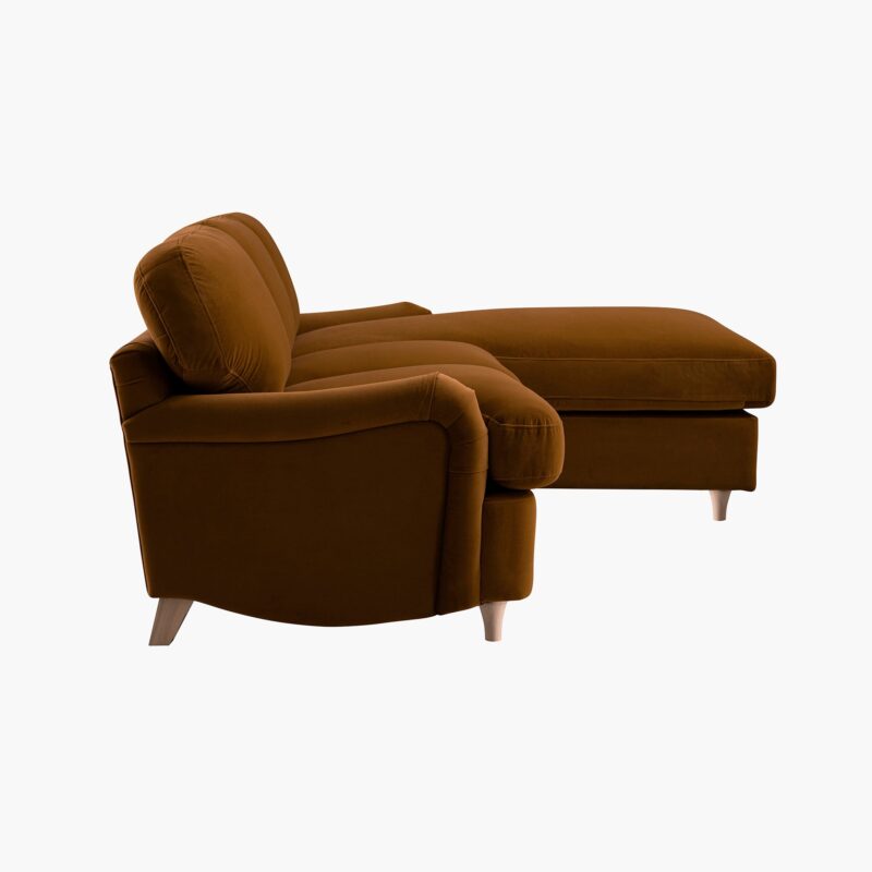 Daphnis Cinnamon Velvet Sofa Bed, Grande Chaise Sofa Right Hand Facing - Image 15