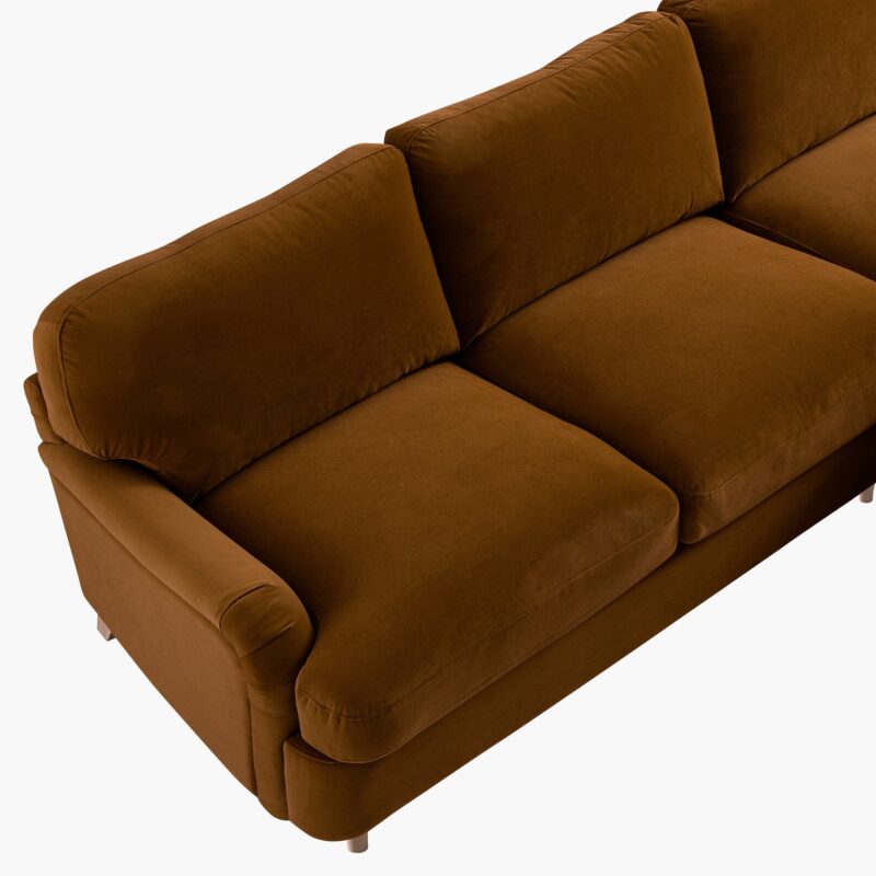 Daphnis Cinnamon Velvet Sofa Bed, Grande Chaise Sofa Right Hand Facing - Image 17
