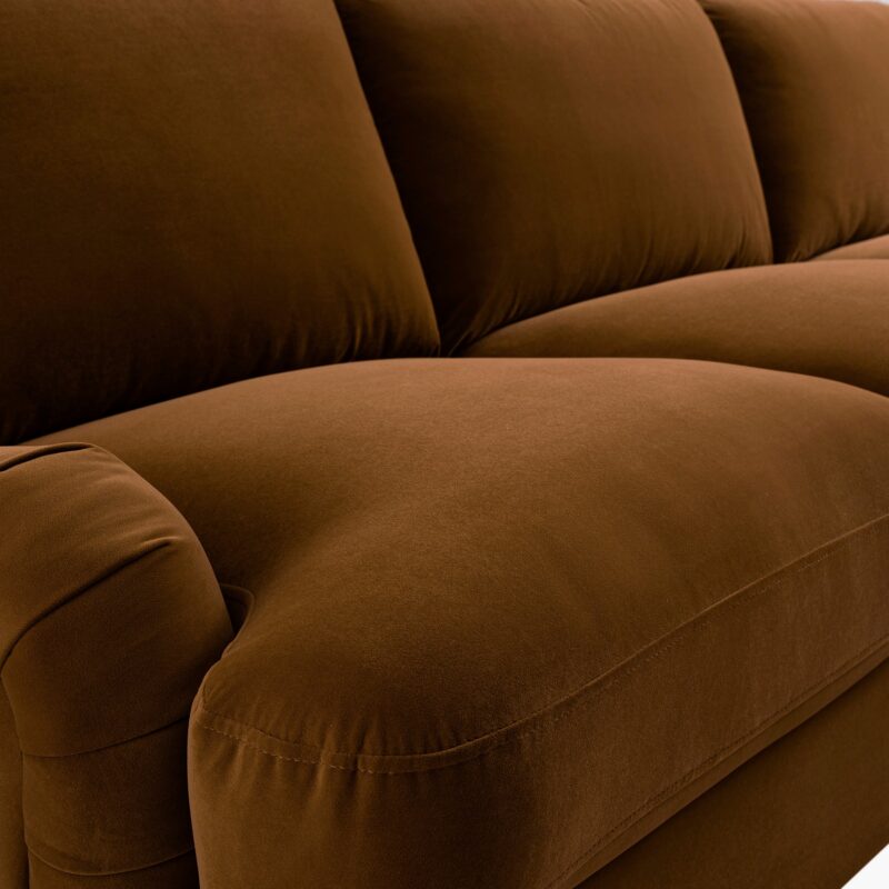 Daphnis Cinnamon Velvet Sofa Bed, Grande Chaise Sofa Right Hand Facing - Image 18