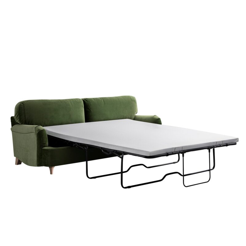 Daphnis Fern Green Velvet Sofa Bed, Large 3-Seater - Image 2