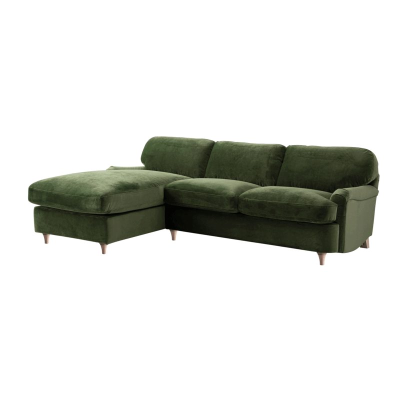 Daphnis Fern Green Velvet Sofa Bed, Grande Chaise Left Hand Facing - Image 7
