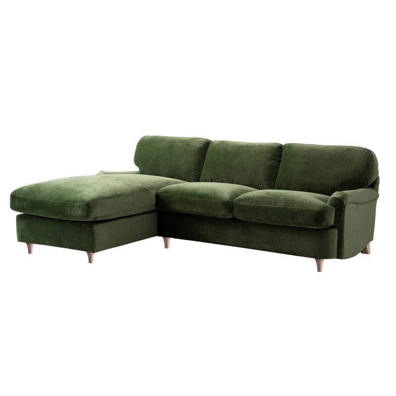 Daphnis Fern Green Velvet Sofa Bed, Grande Chaise Left Hand Facing - Image 4