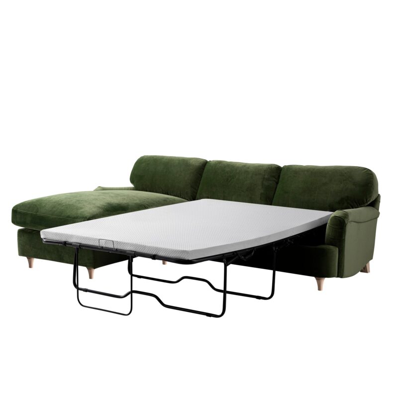 Daphnis Fern Green Velvet Sofa Bed, Grande Chaise Left Hand Facing - Image 5