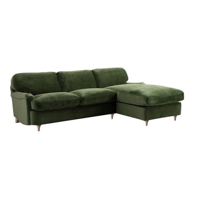 Daphnis Fern Green Velvet Sofa Bed, Grande Chaise Right Hand Facing - Image 7