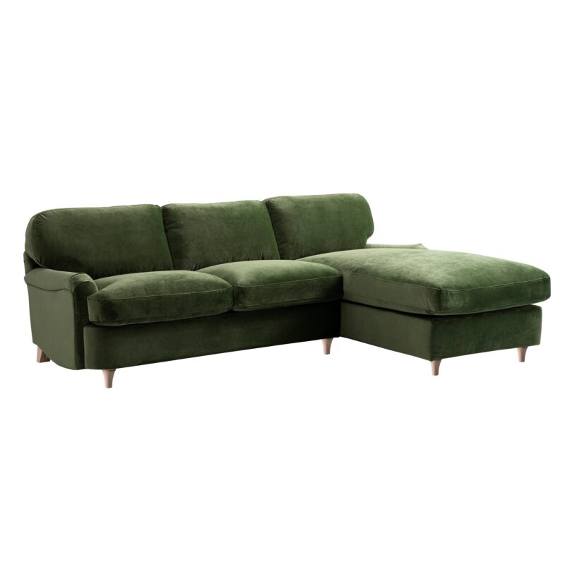 Daphnis Fern Green Velvet Sofa Bed, Grande Chaise Right Hand Facing - Image 4