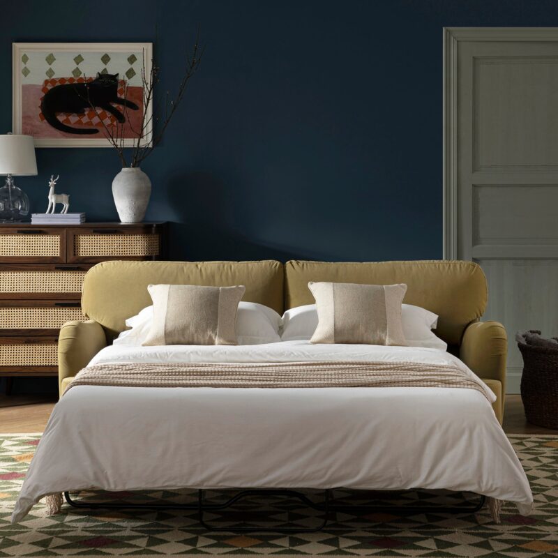 Daphnis Fudge Velvet Sofa Bed, Large 3-Seater - Image 3