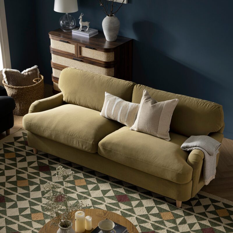 Daphnis Fudge Velvet Sofa Bed, Large 3-Seater - Image 5