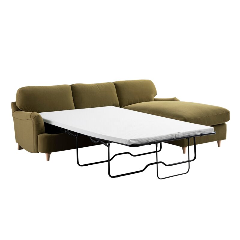 Daphnis Fudge Velvet Sofa Bed, Grande Chaise Right Hand Facing - Image 2