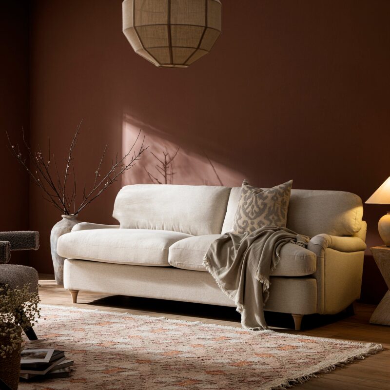 Daphnis Oatmeal Fabric Sofa Bed, Large 3-Seater - Image 2