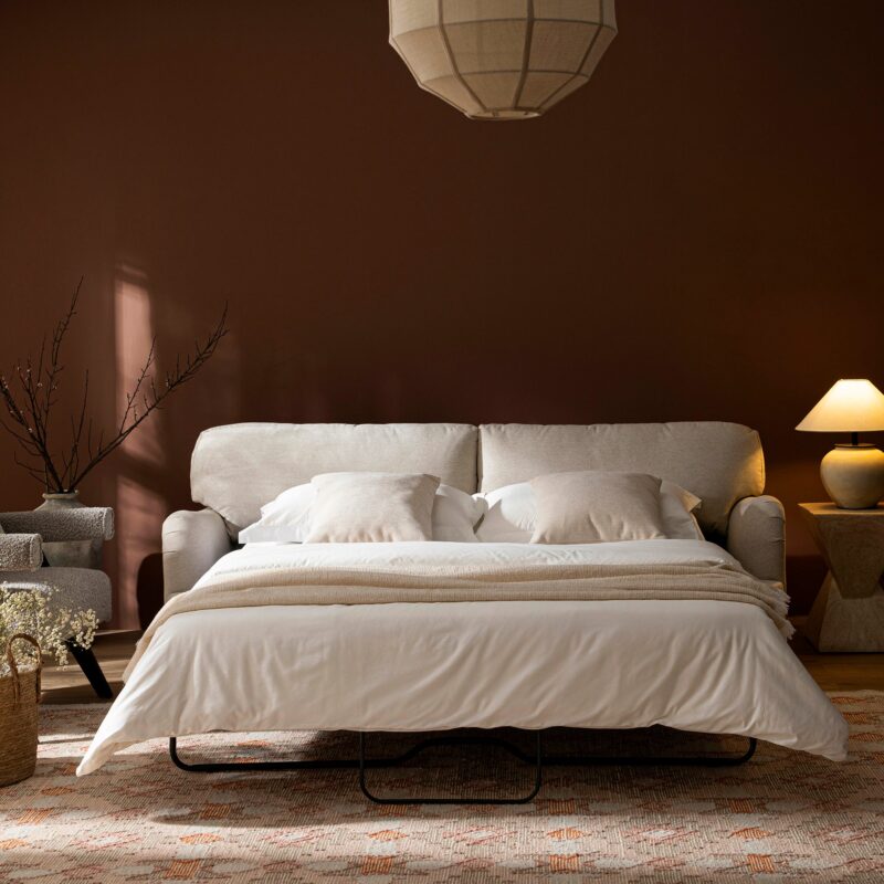 Daphnis Oatmeal Fabric Sofa Bed, Large 3-Seater - Image 3