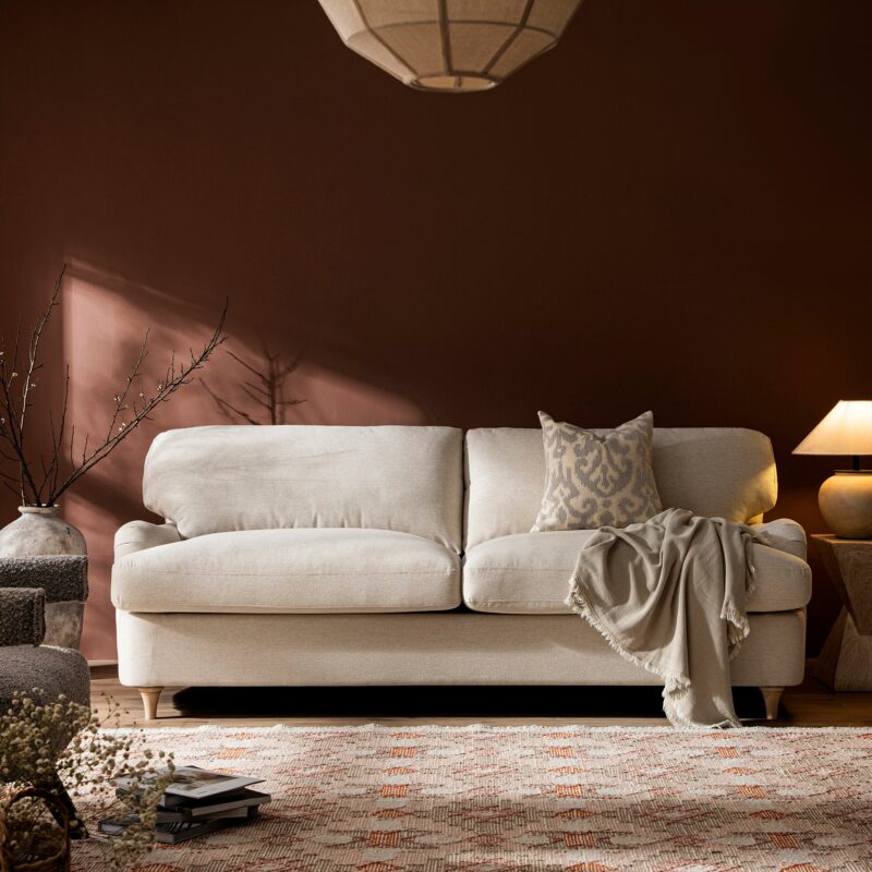 Daphnis Oatmeal Fabric Sofa Bed, Large 3-Seater - Image 4