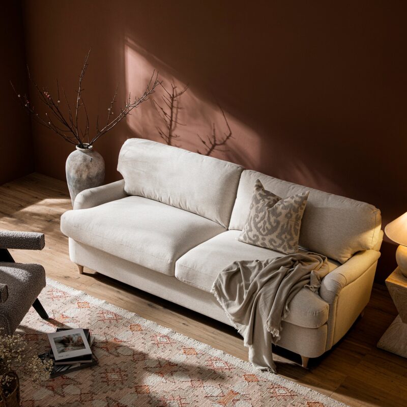 Daphnis Oatmeal Fabric Sofa Bed, Large 3-Seater - Image 5