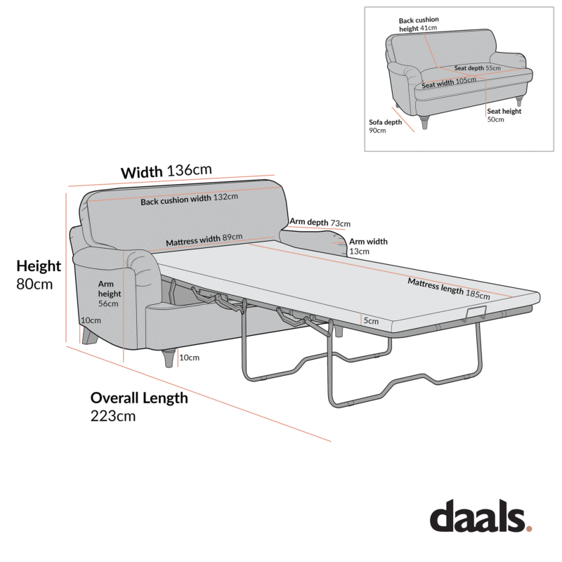Daphnis Fudge Velvet Sofa Bed, Loveseat - Image 3